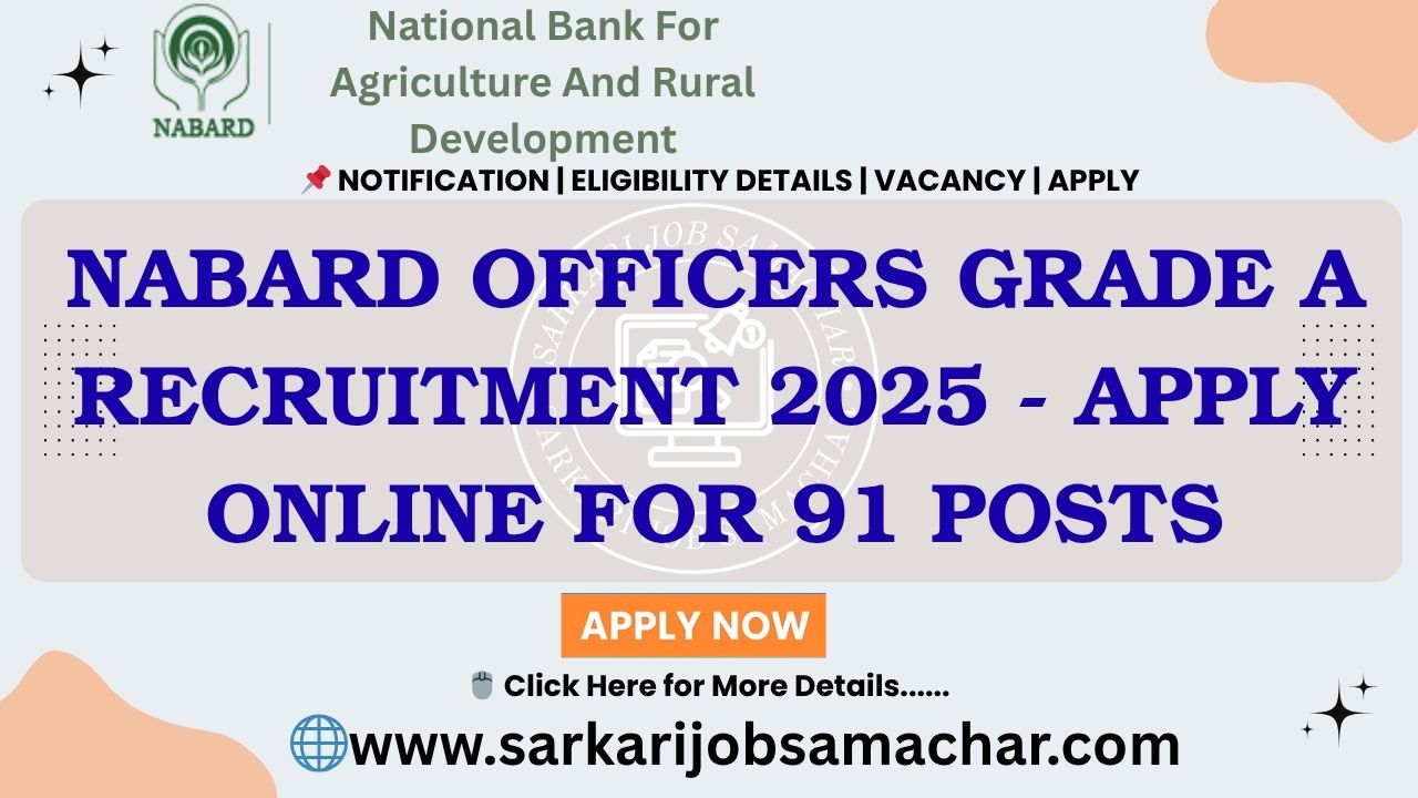 NABARD Officers Grade A Recruitment 2025 - Apply Online for 91 Posts